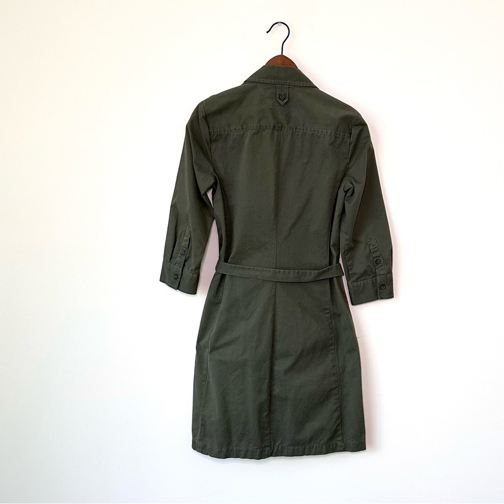 Tommy Hilfiger Olive Green Safari Belted Utility Shirt Dress Cotton - Picture 3 of 13